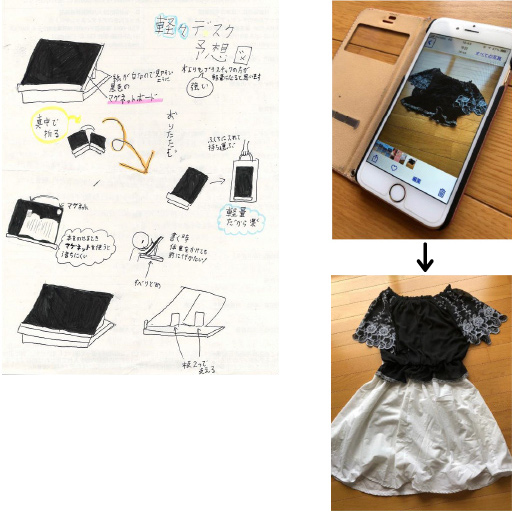 盲学校の部　最優秀賞　軽々デスク　イラスト／ファッションお助けアプリ　オシャレっこ　写真イメージ